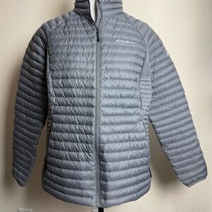 Eddie Bauer Ascent Jacket XL Gray Zip Up Down Pertex Quantum Zip Up Womens